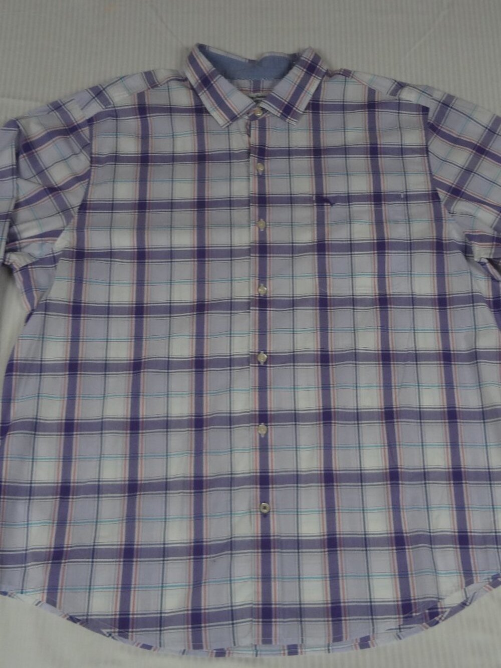 TOMMY BAHAMA NEWPORT COAST PURPLE WHITE CHECKER PLAID XL BUTTON UP SHIRT M105